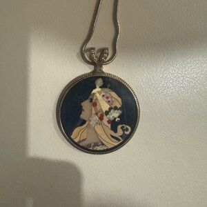 Elegant Gold and Stone Art Deco Pendant